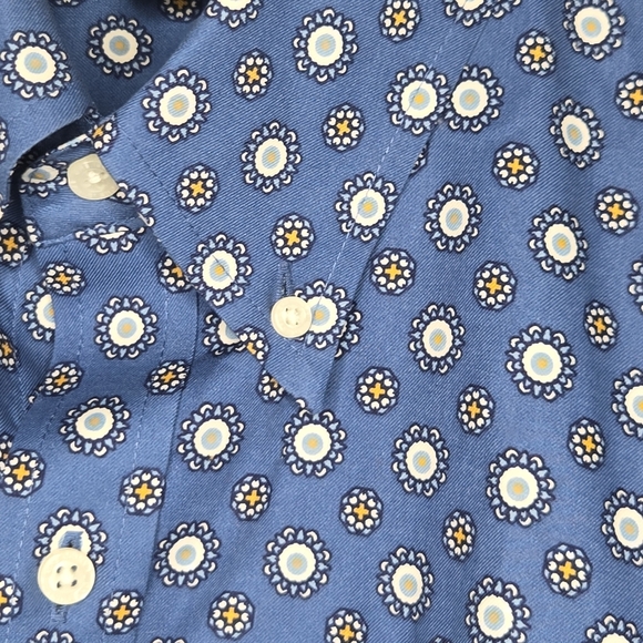 Lands End Traditional Fit No Iron Twill Mens Geo Print Button Shirt 15 - 15 1/2 - Picture 6 of 15